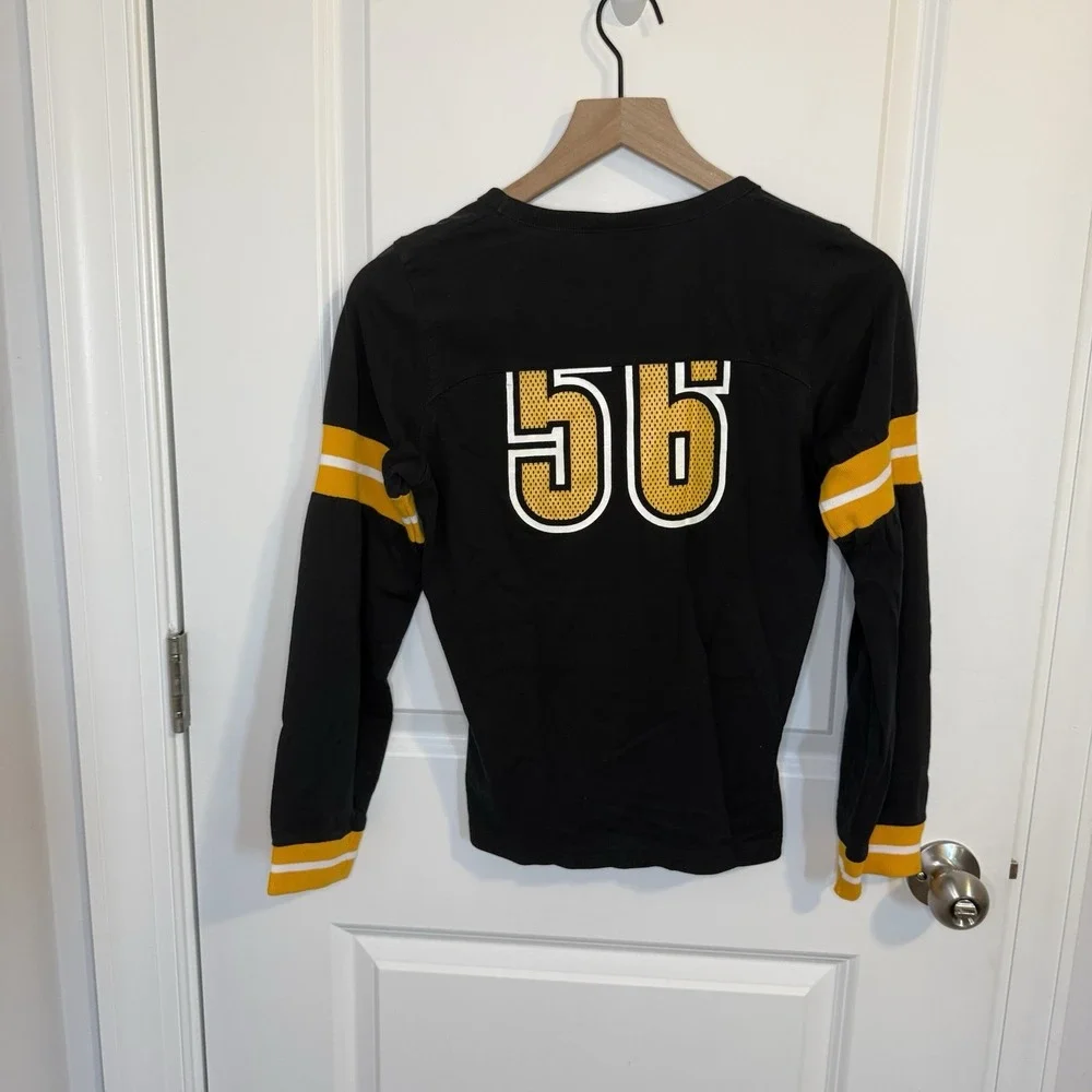 VTG Reebok Long Sleeve T Shirt Youth Size Large Yellow Black 100% Cotton 90's